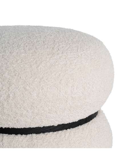 Détail : Pouf crème bouclé bicolore, cylindre double volume