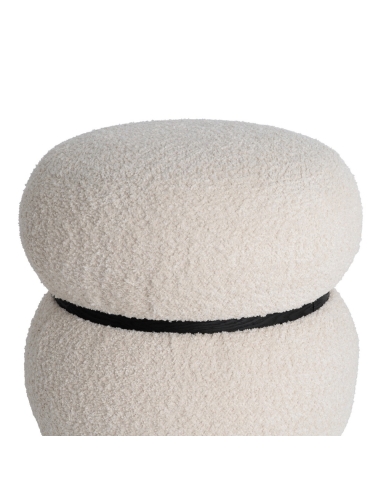 Détail : Pouf crème bouclé bicolore, cylindre double volume