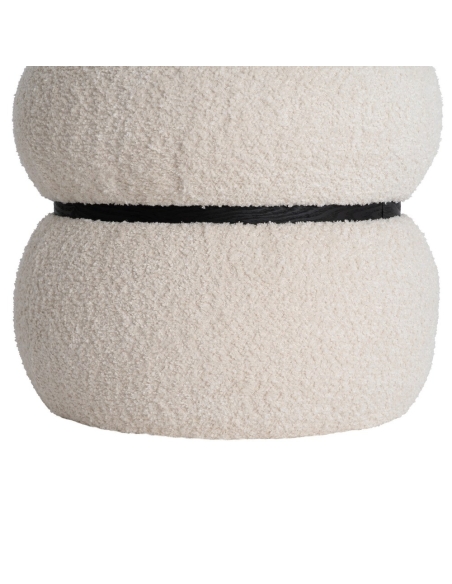 Détail : Pouf crème bouclé bicolore, cylindre double volume