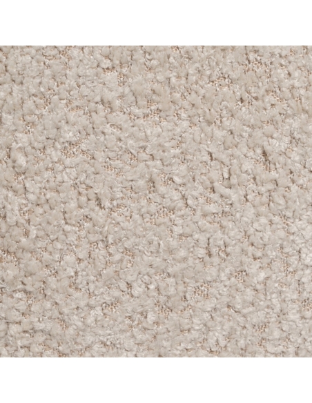 Detail : Niedriger Hocker beige Stoff, runde Sitztruhe fürs Wohnzimmer