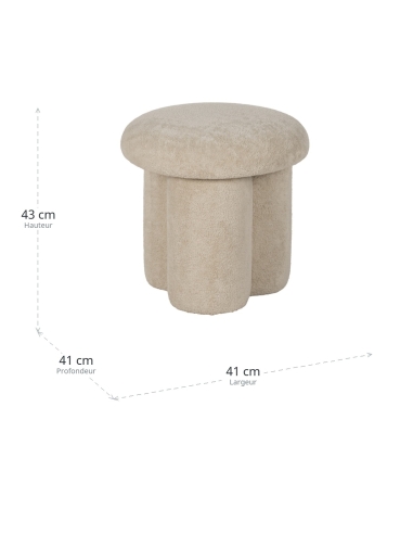 Dimensions : Round beige fabric ottoman with cylindrical base for lounge