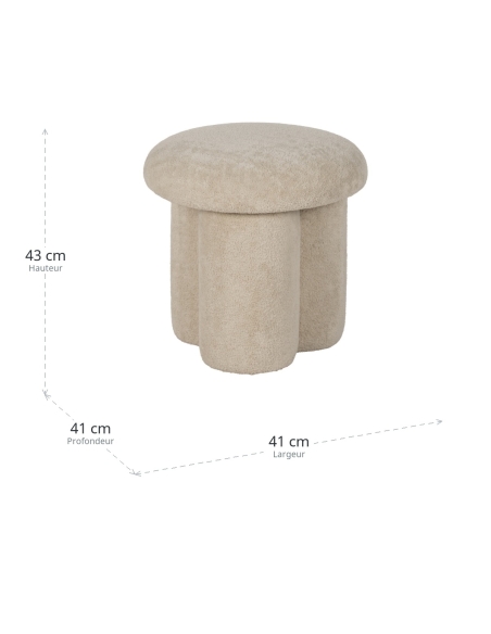 Dimensioni : Pouf rotondo beige in tessuto con base cilindrica