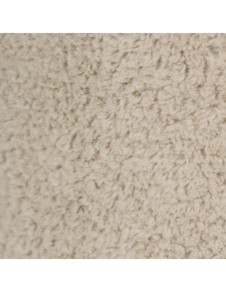 Détail : Pouf rond beige en tissu, base cylindrique salon
