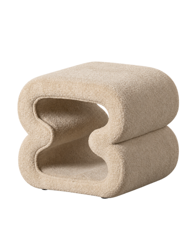 Vista isolata : Pouf beige in tessuto con doppio volume scultoreo