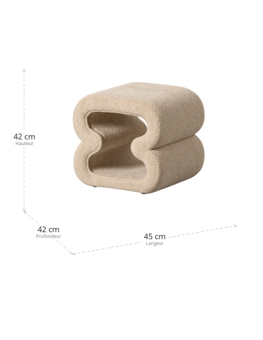 Dimensions : Pouf beige en tissu, double volume sculptural
