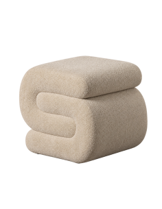 Isolated view : Beige fabric ottoman for living room with side opening