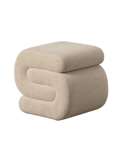 Isolated view : Beige fabric ottoman for living room with side opening