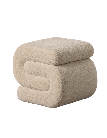 Isolated view : Beige fabric ottoman for living room with side opening