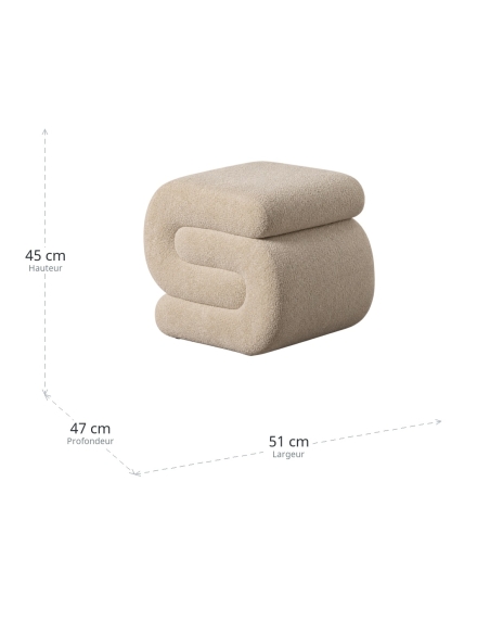 Dimensioni : Pouf beige in tessuto per salotto con apertura laterale