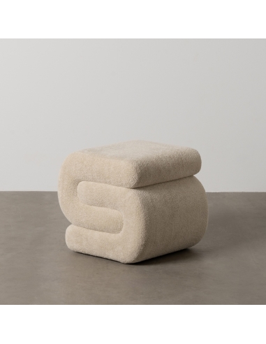 Detail : Beige fabric ottoman for living room with side opening