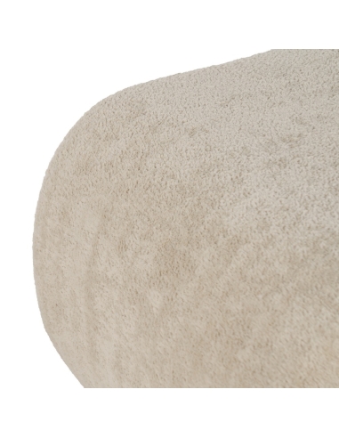 Détail : Pouf salon beige en tissu, ouverture latérale rembourrée