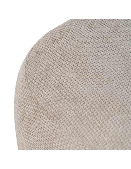 Détail : Pouf rond beige en tissu polyester pour salon