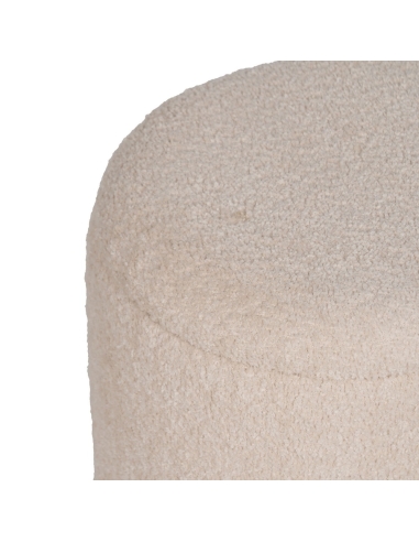 Detail : 2er-Set runde Aufbewahrungs-Poufs creme mit Holzsockel