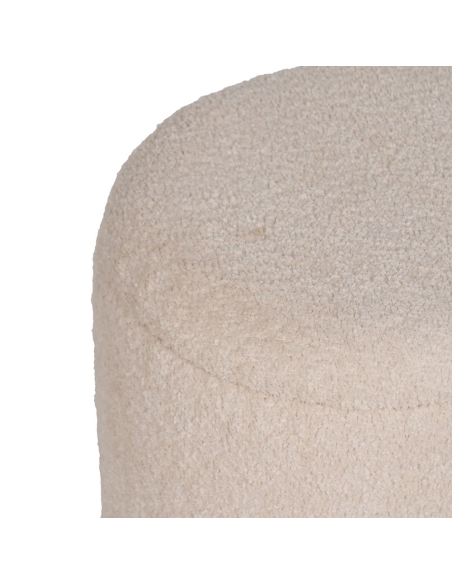 Dettaglio : Set 2 pouf contenitore rotondi crema base legno