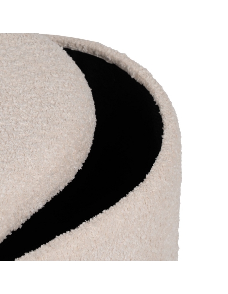 Détail : Lot de 2 poufs coffres ronds crème base bois