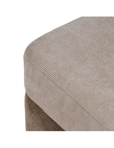 Dettaglio : Pouf cilindrico in tessuto beige marrone con piedi in pino