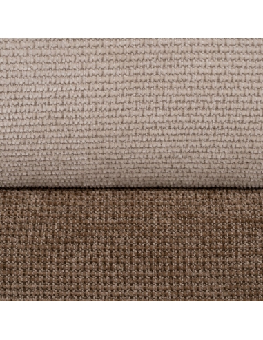 Detail : Cylindrical ottoman in beige brown fabric with pine legs