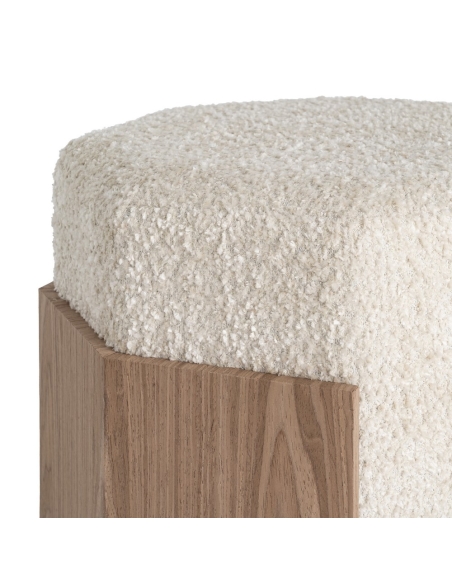 Detail : Square ottoman cream fabric with U-shaped DM frame