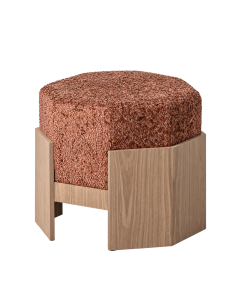 Vue détourée : Pouf octogonal tissu tuile et structure bois DM