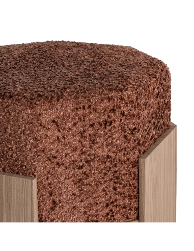 Détail : Pouf carré tissu tuile et structure bois DM