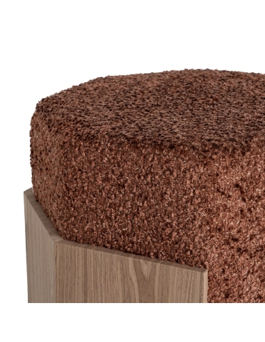 Dettaglio : Pouf quadrato tessuto color cotto e struttura DM