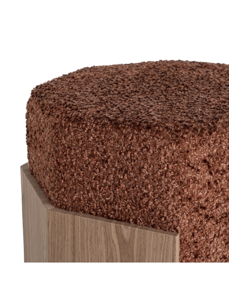 Detail : Square ottoman in tile fabric with DM wood frame