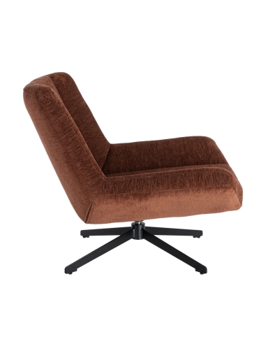 Detail : draaifauteuil donkerbruin in stof en metaal