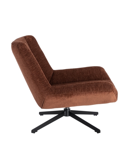 Detail : Drehsessel dunkelbraun aus Stoff und Metall