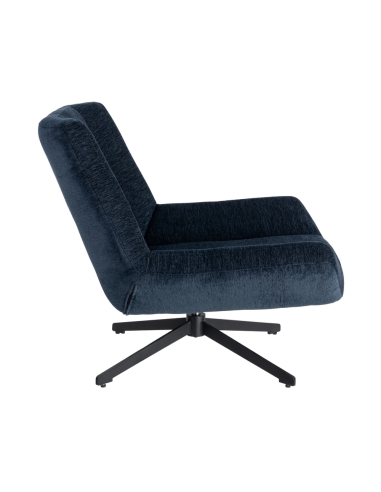 Detalle : Sillón giratorio azul en tejido con base estrella metal