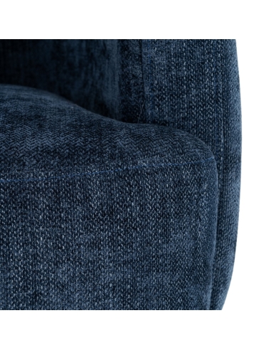 Detalle : Sillón giratorio azul en tela con base metálica negra