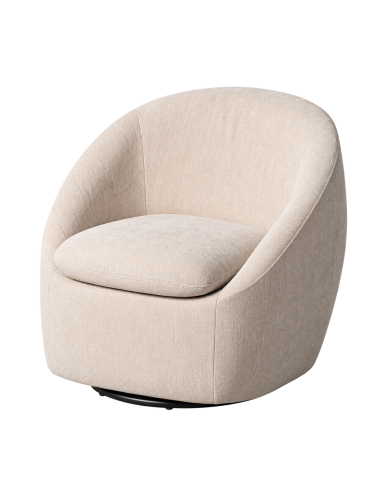 Vista aislada : Sillón giratorio beige en tela con base metálica