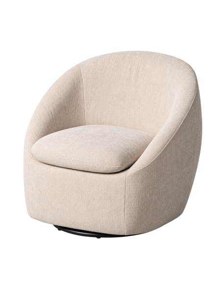 Vista aislada : Sillón giratorio beige en tela con base metálica