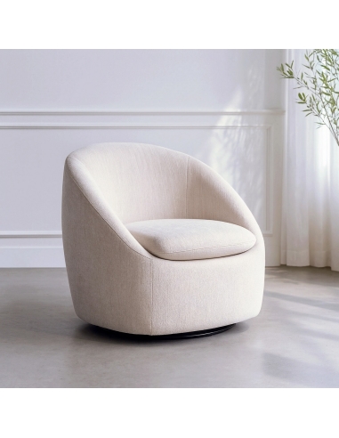 Raumansicht : Drehessel beige aus Stoff mit Metallfuß