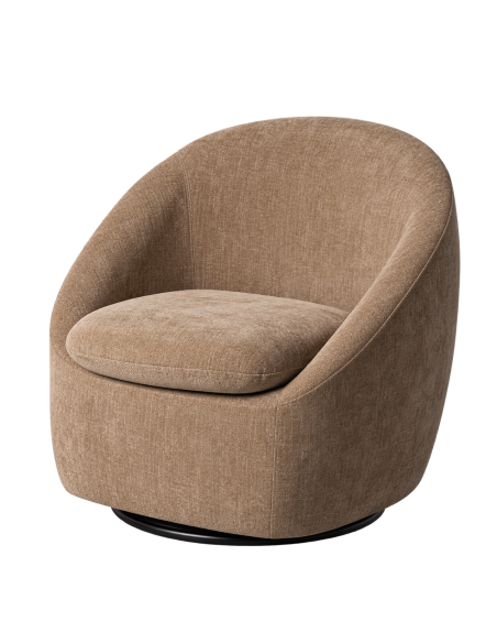 Vrijstaand beeld : draaifauteuil taupe old met afgeronde kuip