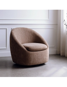Vue détourée : Fauteuil pivotant taupe old à coque arrondie 2