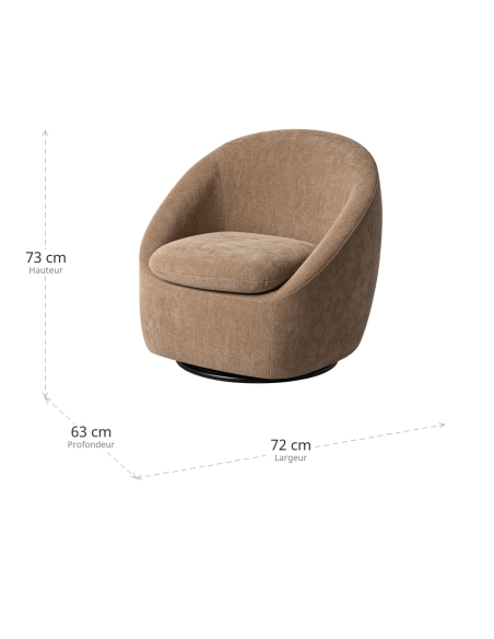 Dimensions : Fauteuil pivotant taupe old à coque arrondie