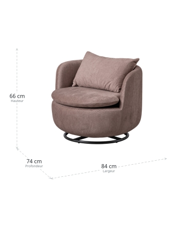 Dimensioni : Poltrona girevole taupe Old con base rotonda e cuscino