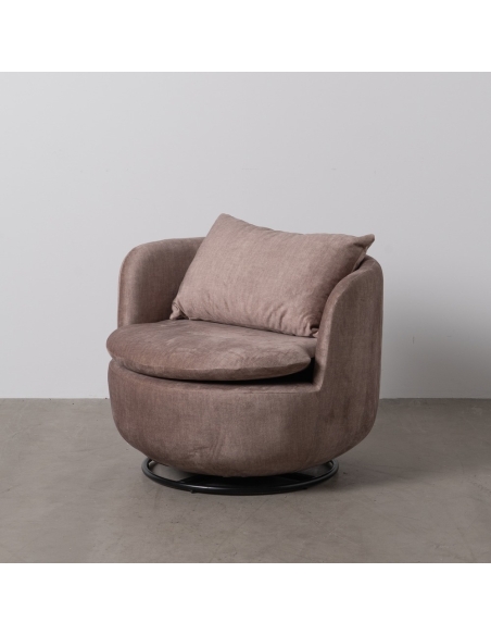Détail : Fauteuil pivotant taupe Old avec coussin déhoussable