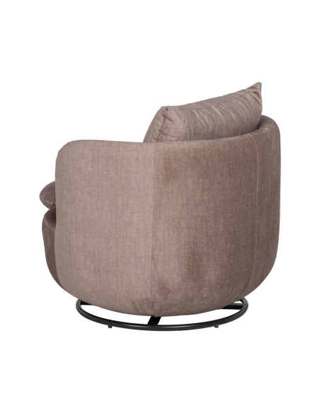 Detalle : Sillón giratorio taupe Old con base redonda y cojín