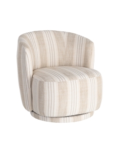 Vue détourée : Fauteuil pivotant en tissu beige et base métal