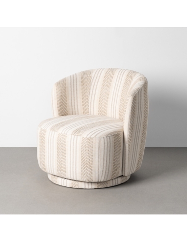 Vista de estudio : Sillón giratorio beige en tejido con base metálica