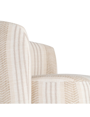 Détail : Fauteuil pivotant en tissu beige et base métal