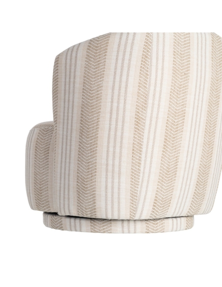 Détail : Fauteuil pivotant en tissu beige et base métal