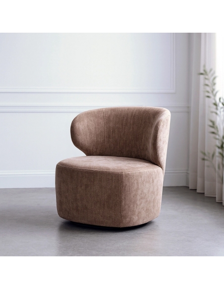 Vista ambientada : Sillón giratorio taupe old con respaldo curvo