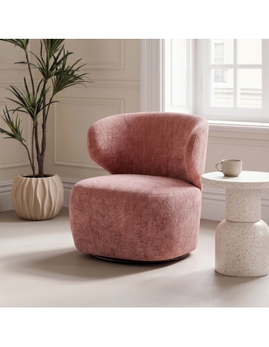 Raumansicht : Drehstuhl Rosa aus Stoff mit Holzgestell