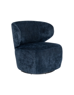 Vue détourée : Fauteuil pivotant bleu en tissu, dossier incurvé