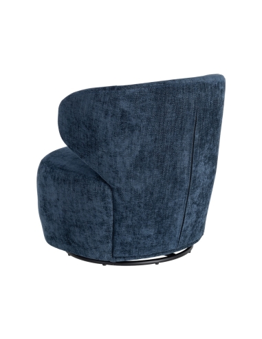 Detail : Blauwe draaifauteuil in stof met gebogen rug