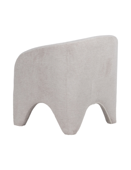 Détail : Fauteuil salon en tissu beige à dossier courbe