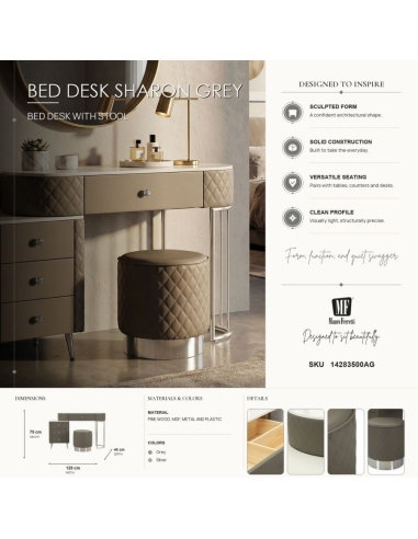 Dressing table SHARON grey and silver – room setting
