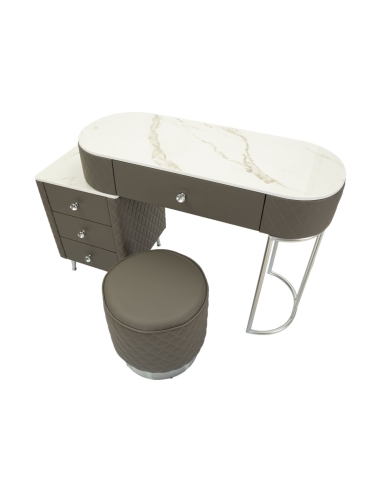 Tocador SHARON gris y plateado – detalle del sobre